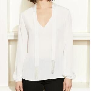 ecru Hayworth Beaded Tie Blouse Ivory Size Small